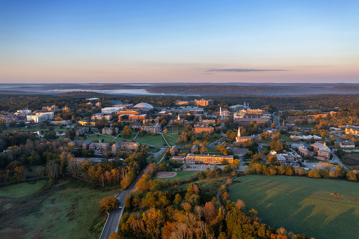 Aerial image of UConn's main campus in Storrs.