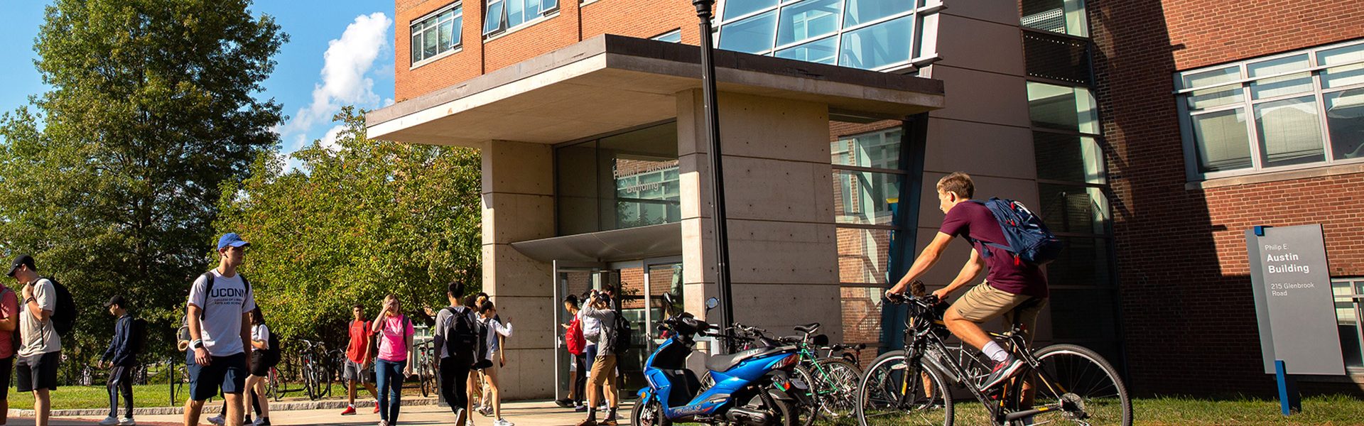 Exterior of the Philip E. Austin Building.